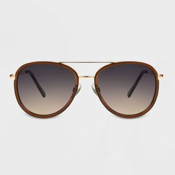Women's Aviator Sunglasses - A New Day™ Brown | Target