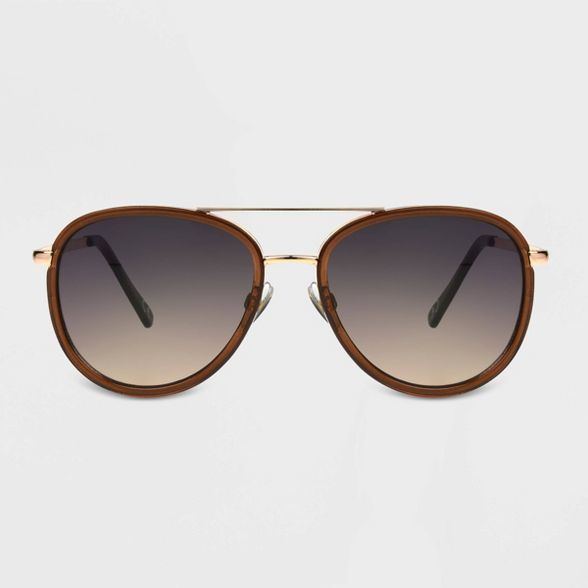 Women's Aviator Sunglasses - A New Day™ Brown | Target