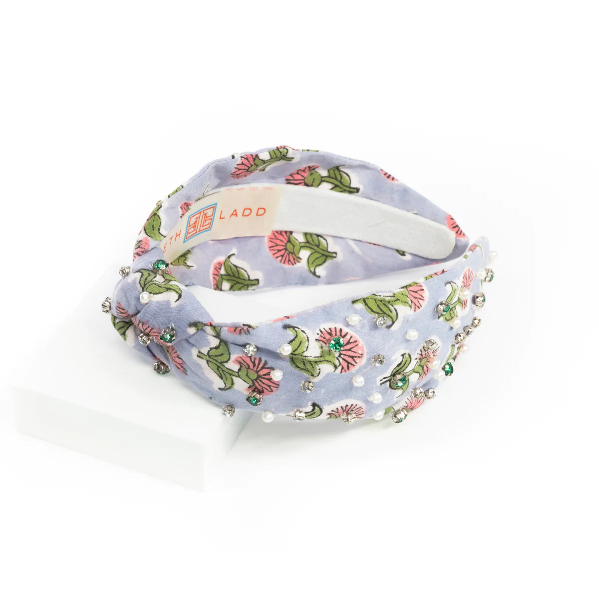 Block Print Headband with Gems in Kennebunkport Blue | Beth Ladd Collections