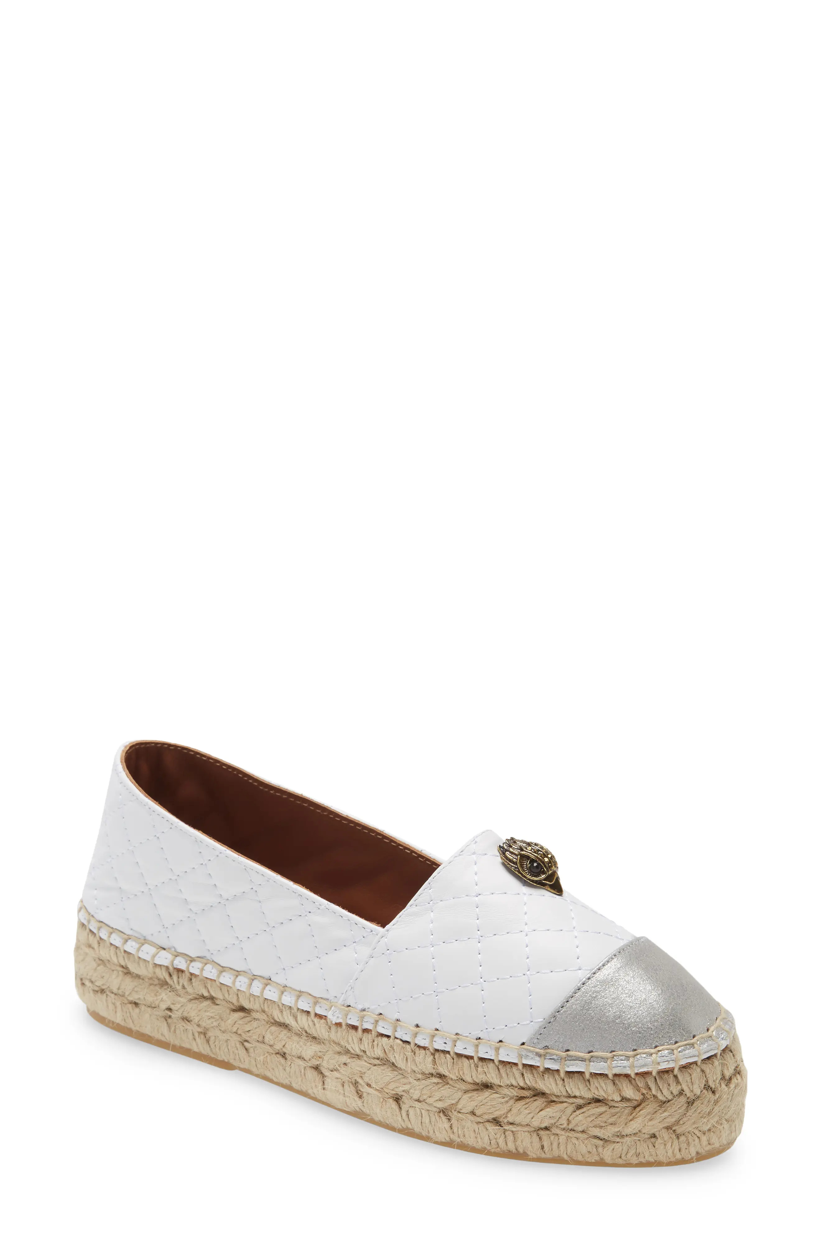 Kurt Geiger London Morella Eagle Espadrille Slip On Sneaker, Size 8Us in White Leather at Nordstrom | Nordstrom