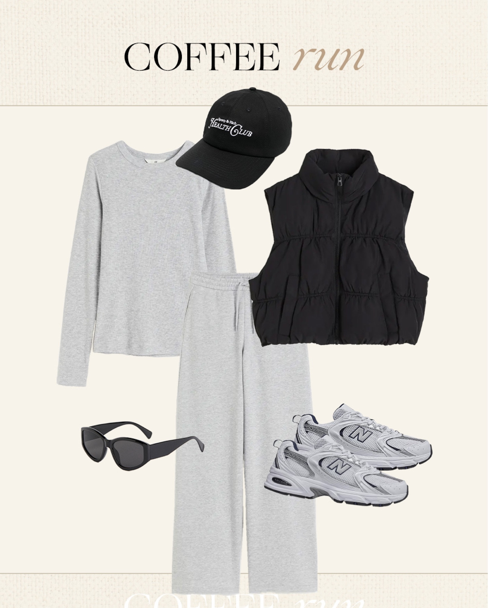 Coffee run outfit idea 🖤 casual outfit, matching set, puffer vest, new balance sneakers 

#LTKfindsunder50 #LTKstyletip #LTKfindsunder100