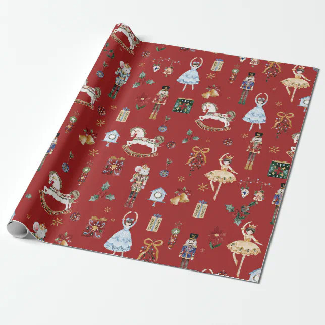 The Nutcracker Christmas Ballet Vintage Watercolor Wrapping Paper | Zazzle