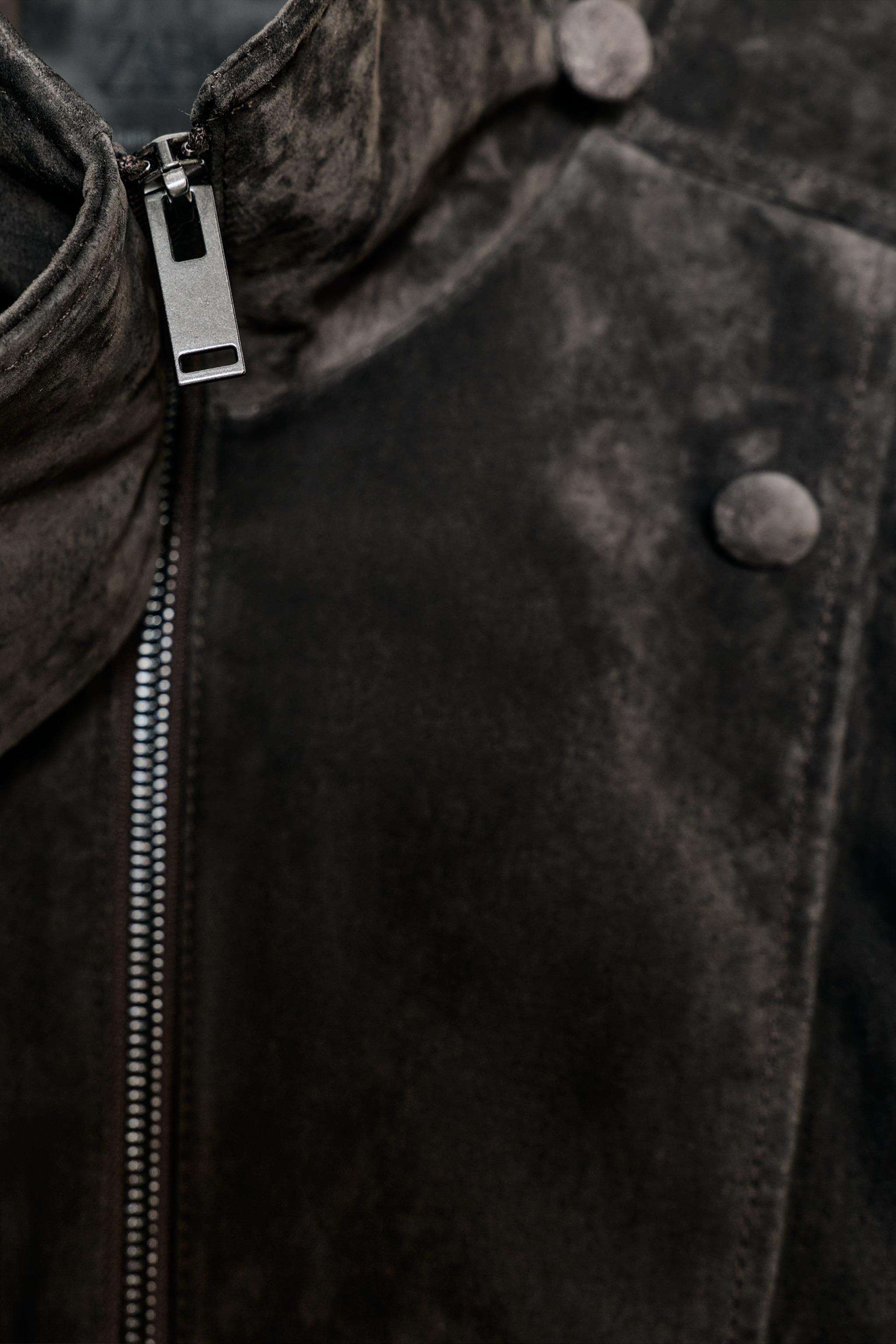 100% SUEDE LEATHER BIKER JACKET WITH COVERED BUTTONS | Zara DE