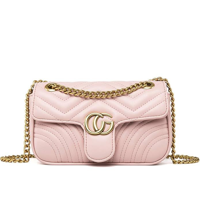 Fashion Shoulder Bag Leather Crossbody Lattice Handbag Quilted Purse for Woman Teen Girls (Pink L... | Amazon (US)