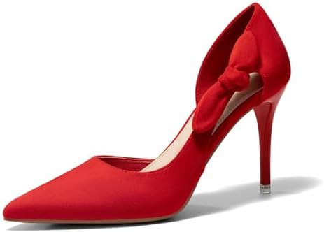 Coutgo Womens Stiletto High Heels Closed Pointed Toe Bow Pumps D'Orsay Wedding Bride Dress Shoes | Amazon (US)