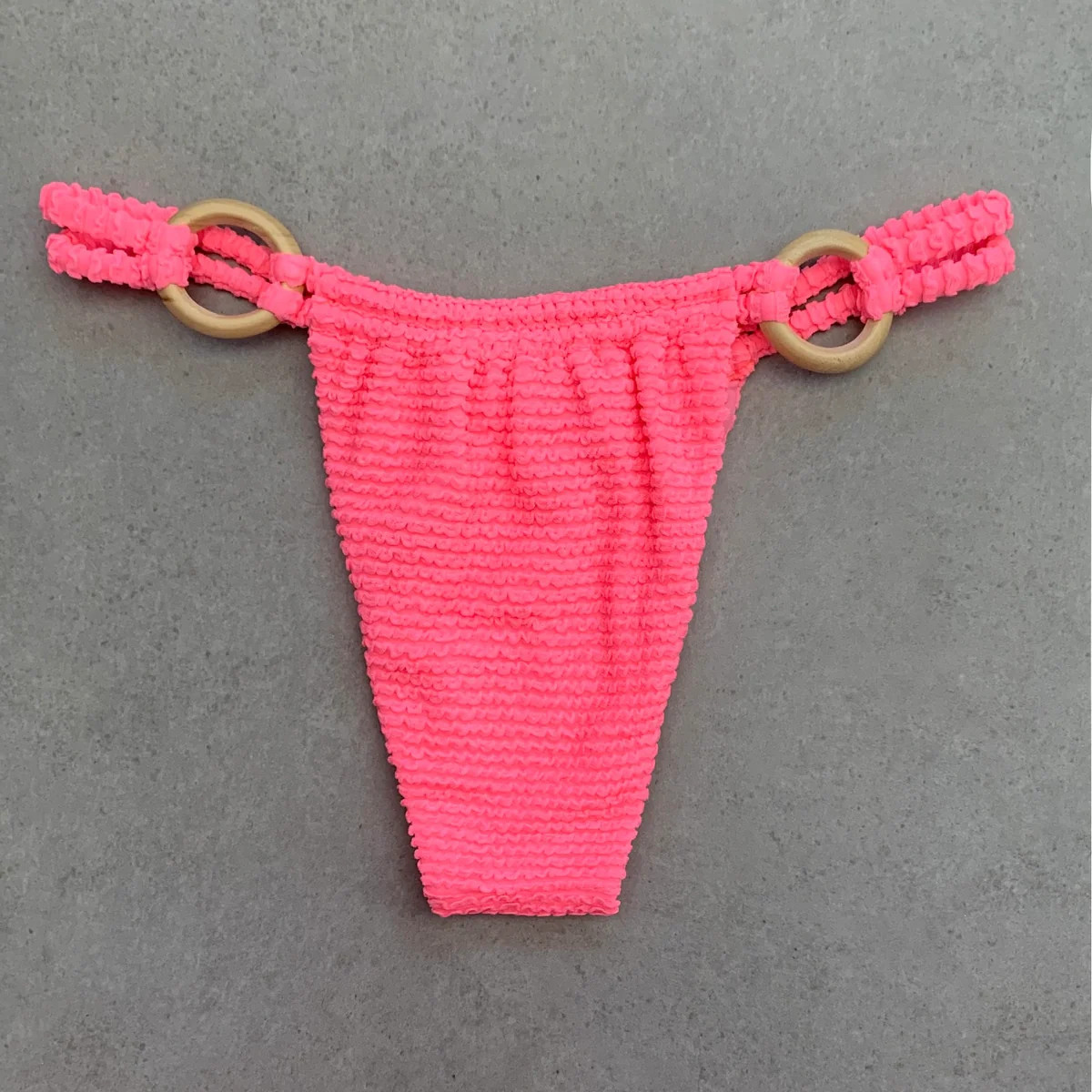 Neon Pink Flamingo Textured Kayla Bikini Bottom | MyBrazilianShop