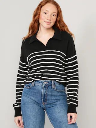 Striped Cozy Collared Sweater for Women | Old Navy (US)