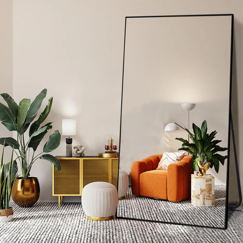 Modern Oversized Full Length Mirror Rectangle Metal Floor Mirror | Wayfair North America