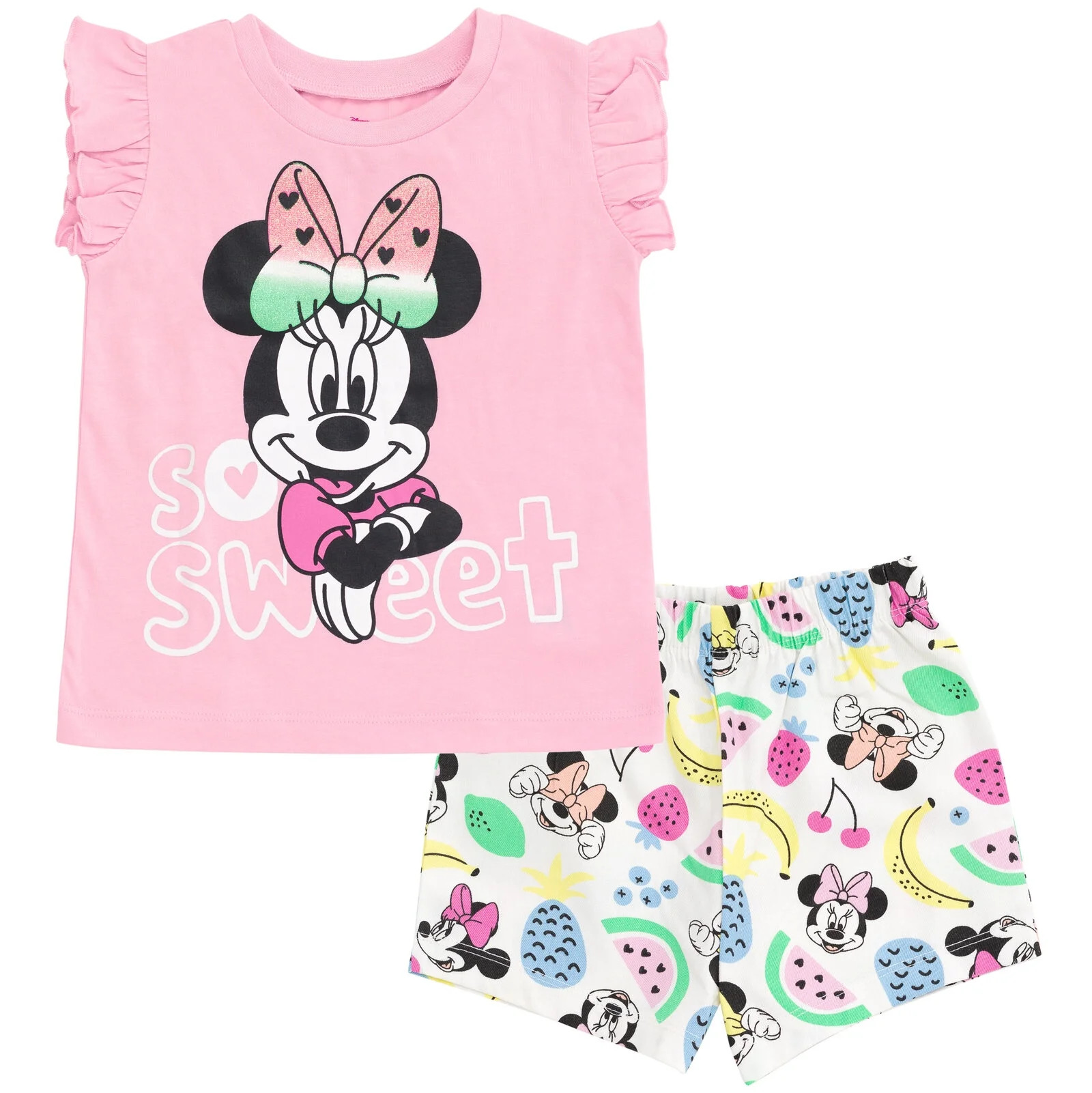 Disney Minnie Mouse Toddler Girls T-Shirt and Bike Shorts Twill Outfit Set 3T | Walmart (US)
