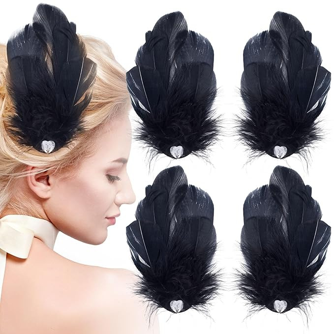 ANCIRS 4 Pack Feather Hair Clips for Women, Fly-Wing Shape Hair Barrettes Accessory Hairpins 1920... | Amazon (US)