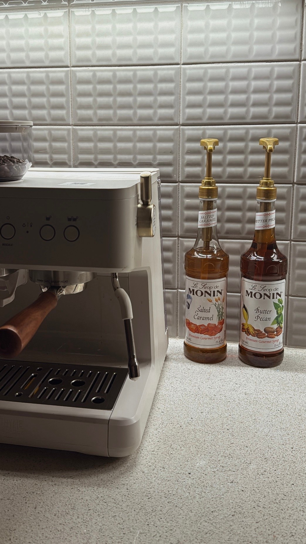 I had salted caramel and butter, pecan lattes every day in Vegas a few months ago, and have thought about them every day since. So, naturally, I found the exact syrups and have been making them at home. Cannot recommend them or this machine enough! Would be such a good gift for somebody for the holidays. ☕️