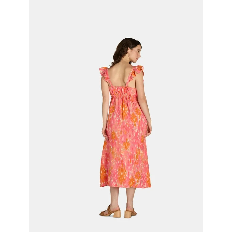 Time and Tru Women's and Women's Plus Double Cloth Empire Midi Dress, Sizes XS-4X - Walmart.com | Walmart (US)