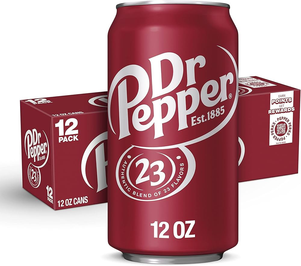 Dr Pepper Soda, 12 fl oz cans, 12 pack | Amazon (US)