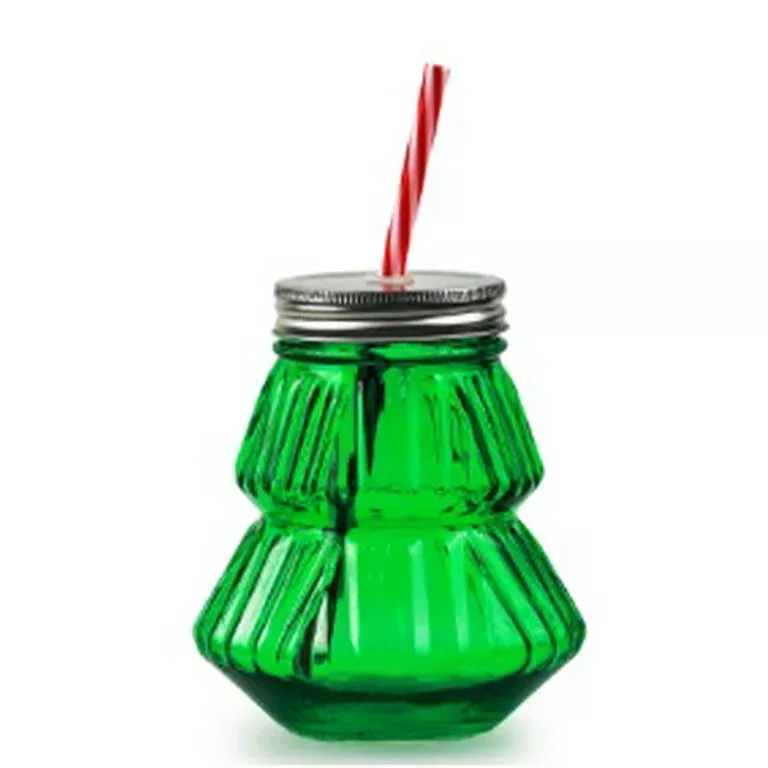 Holiday Time 2.1 Gallon Red Glass Christmas Tree Beverage Dispenser