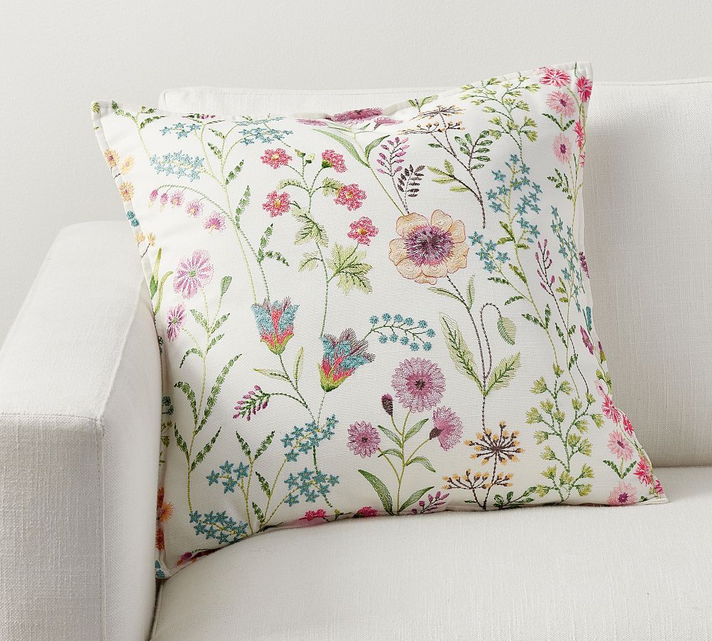 Spring Floral Embroidered Pillow | Pottery Barn (US)