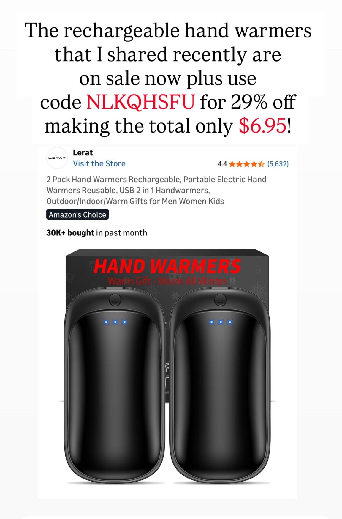 Code NLKQHSFU

Rechargeable hand warmers


#LTKGiftGuide #LTKSaleAlert #LTKCyberWeek