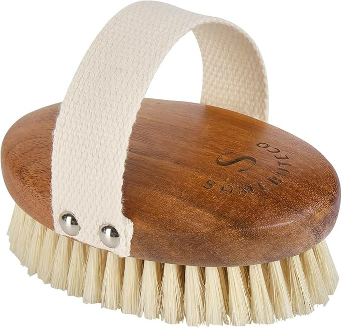 SAMEBUTECOBody Brush Solid Acacia Wood Boar Bristles Bath Brush for Skin Exfoliation,Lymphatic Dr... | Amazon (US)