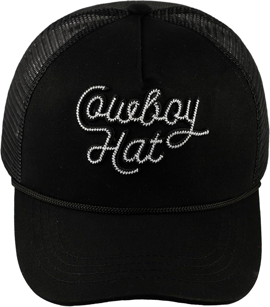 Cowboy Trucker Hat Black 5-Panel Mesh Beach Hat for Ladies and Men Summer Mesh Hat Embroidered Tr... | Amazon (US)