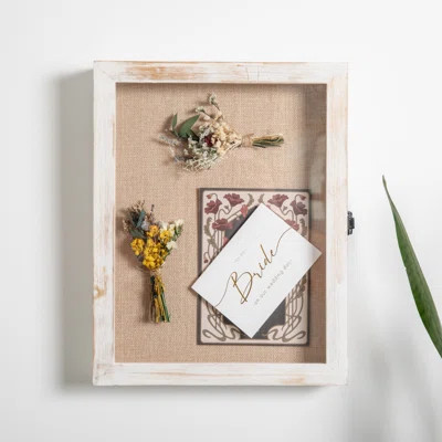 Mallick 14'' H x 11.5'' W Solid Pine Shadow Display Case with Linen Liner | Wayfair North America