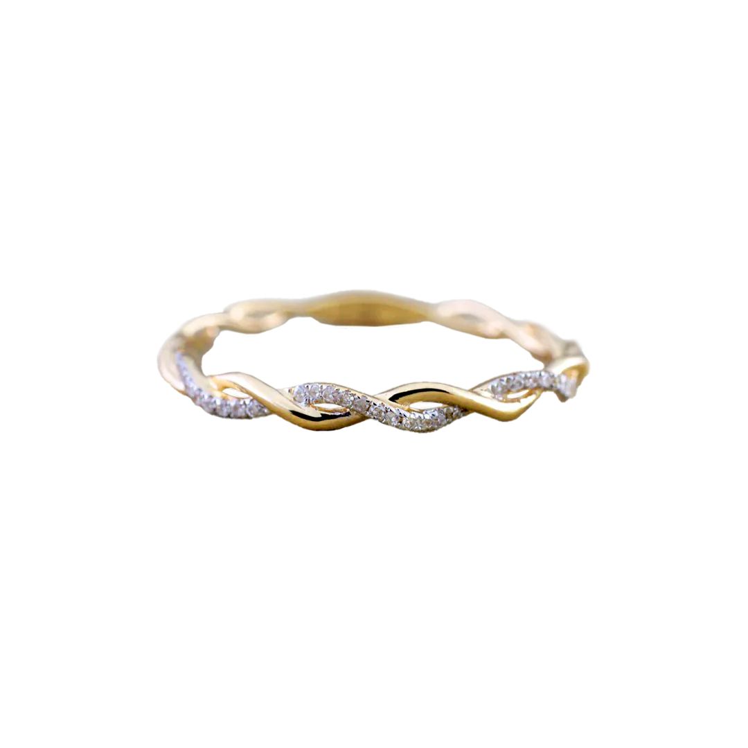 Dainty Pave Twist Stacking Ring | Mint & Lily
