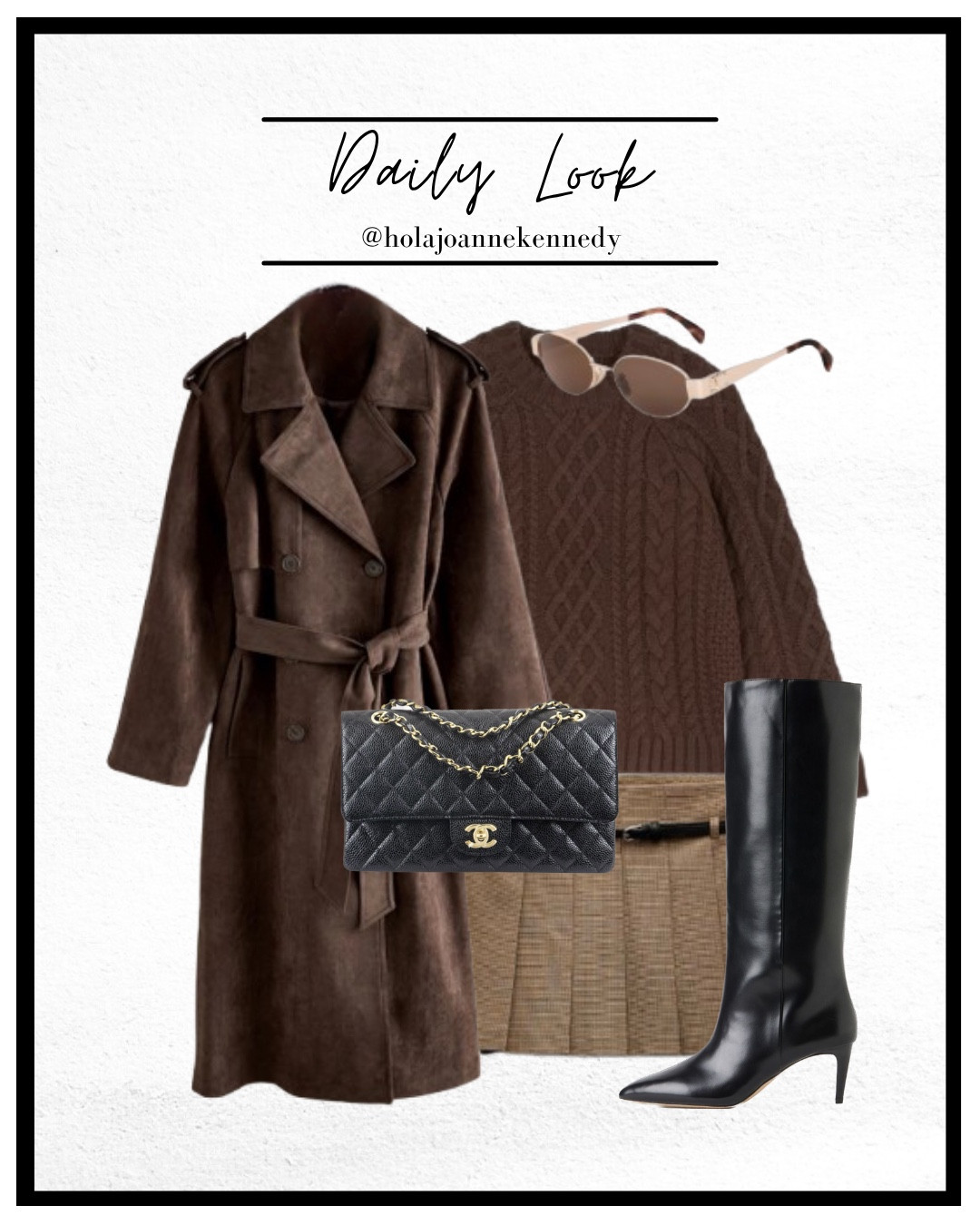 autumn outfit inspo, tonal dressing, brown suede trench coat, cable knit jumper outfit, plaid mini skirt, fall fashion looks, chic autumn style, knee high boots outfit, neutral fashion, UK fashion influencer 

#LTKuk #LTKstyletip #LTKautumn