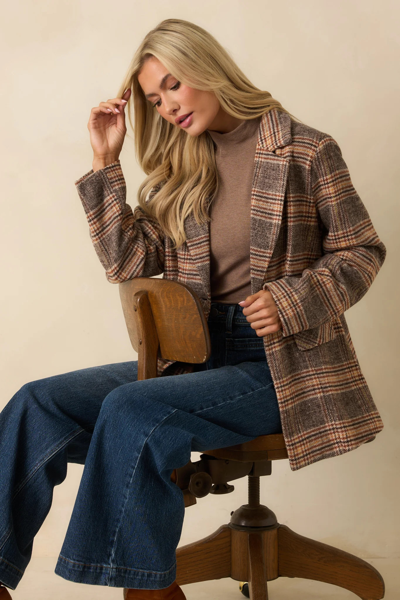 Timeless Type Brown Plaid Overcoat | Red Dress
