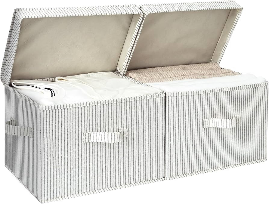 StorageWorks Fabric Storage Bins with Lid, Decorative Storage Boxes for Shelves, Stackable Closet... | Amazon (US)