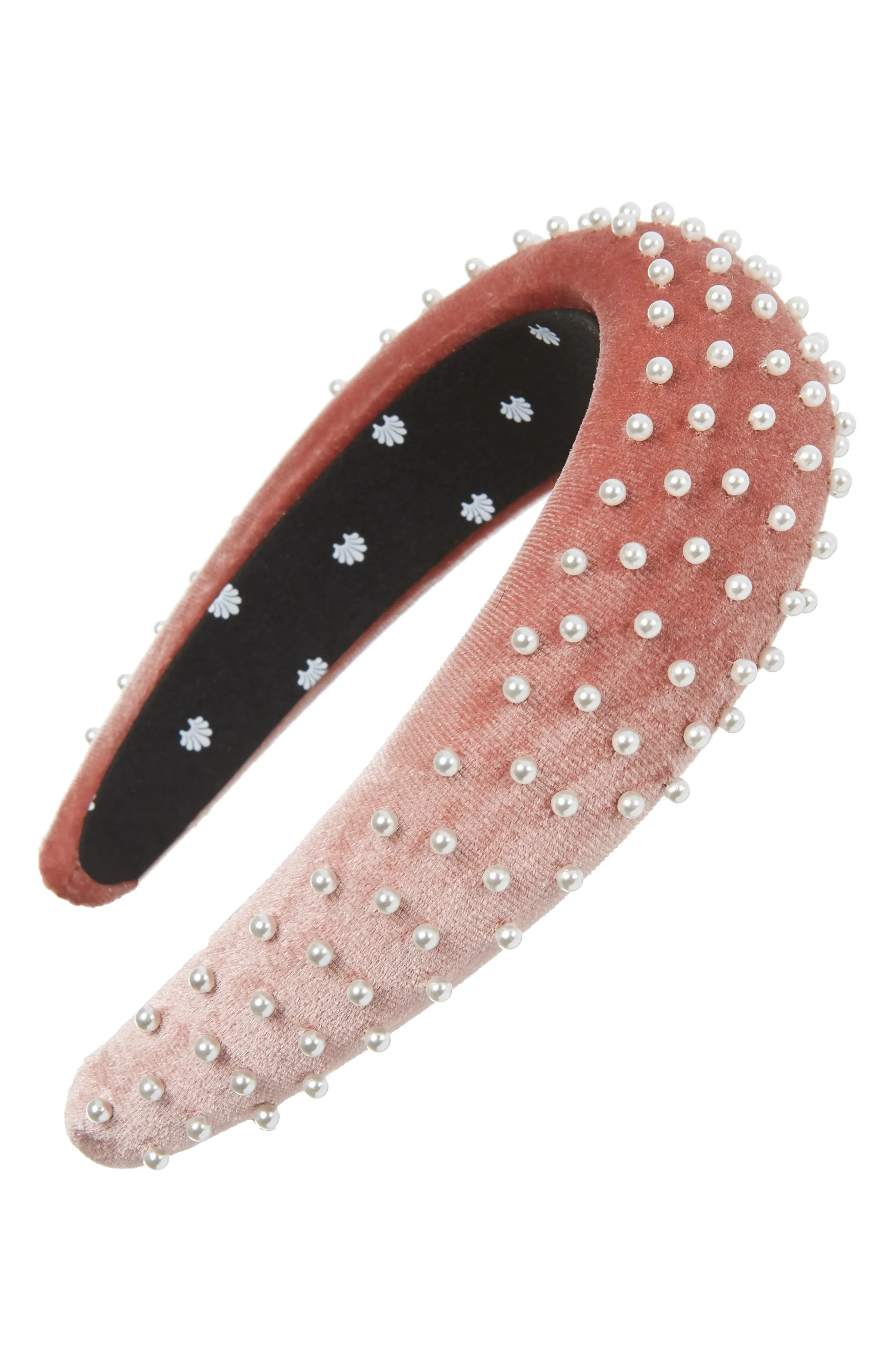 Lele Sadoughi Pearly Velvet Knotted Headband, Size One Size - Pink | Nordstrom