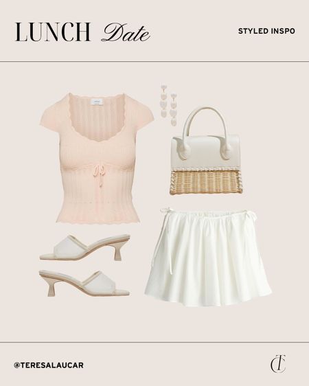 Outfit inspiration: lunch date! White skirt, light pink top, heels 

#LTKStyleTip #LTKFindsUnder100 #LTKFindsUnder50