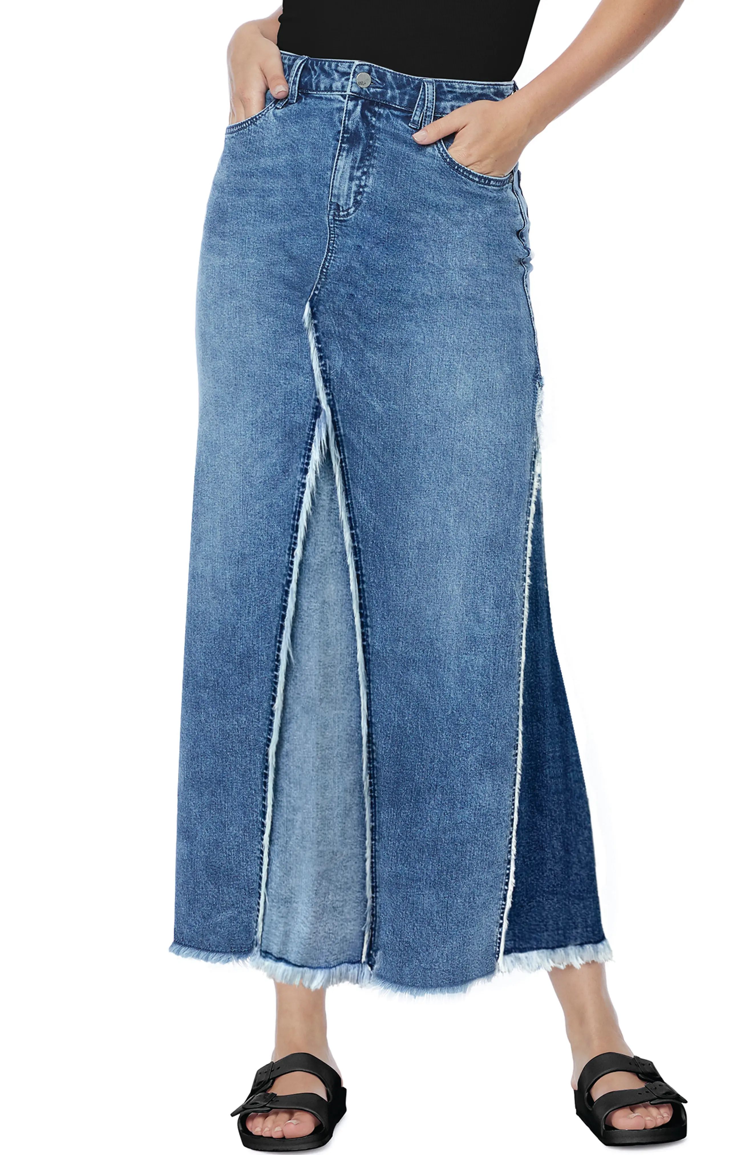 Wash Lab Denim Wash Lab Mix Denim Maxi Skirt in Blush Blue at Nordstrom, Size 27 | Nordstrom