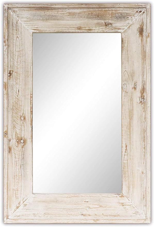 Emaison 36 x 24 inches Wall Mounted Decorative Mirror, Rustic Wood Framed Rectangular Hanging Mir... | Amazon (US)