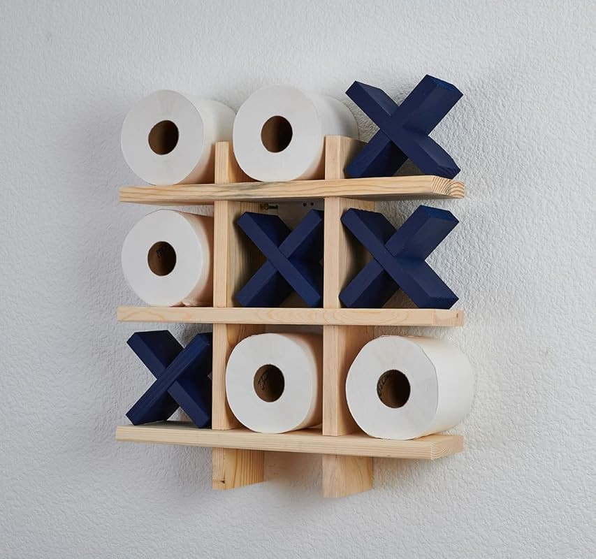 Bath Tic Tac Toe, Toilet paper Holder, Free Shipping, Bathroom Decor, Rustic Bath Shelf, Wood bat... | Amazon (US)
