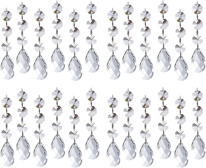 60 PCS Clear Acrylic Crystal Beads for Christmas Ornaments Tree Decorations Garland Chandelier Ha... | Amazon (US)