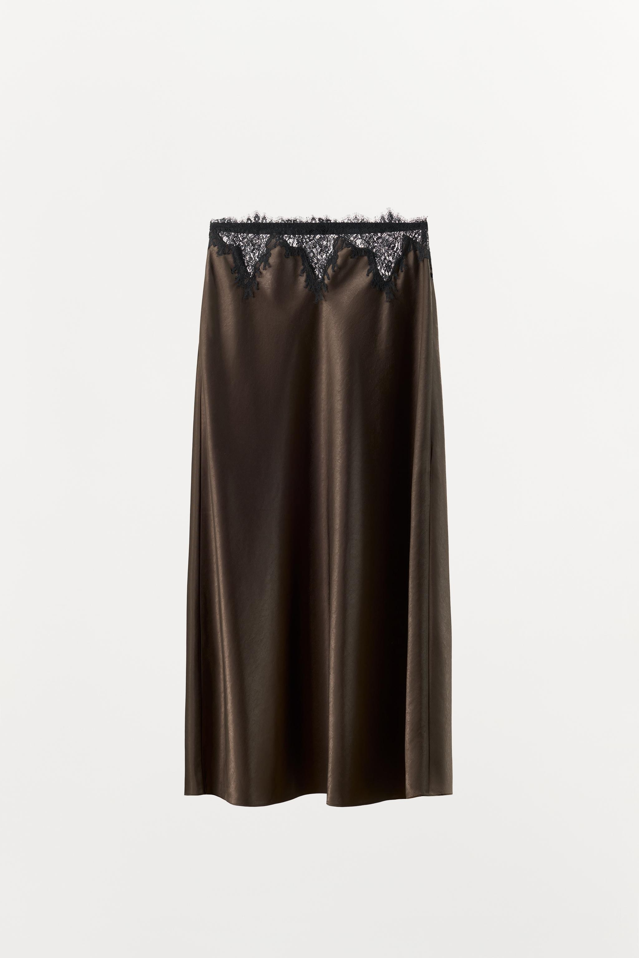 SATIN SKIRT WITH LACE TRIM | Zara AU