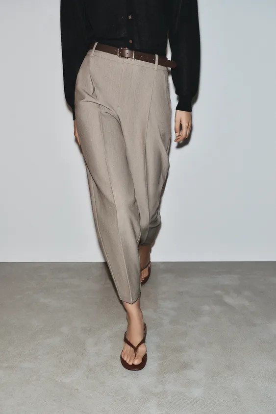 CROPPED TROUSERS WITH BELT | Zara UK