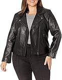 Excelled Women's Plus Size Leather Updated M/C Jacket, Black, 2X-Large | Amazon (US)