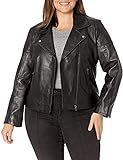 Excelled Women's Plus Size Leather Updated M/C Jacket, Black, 2X-Large | Amazon (US)