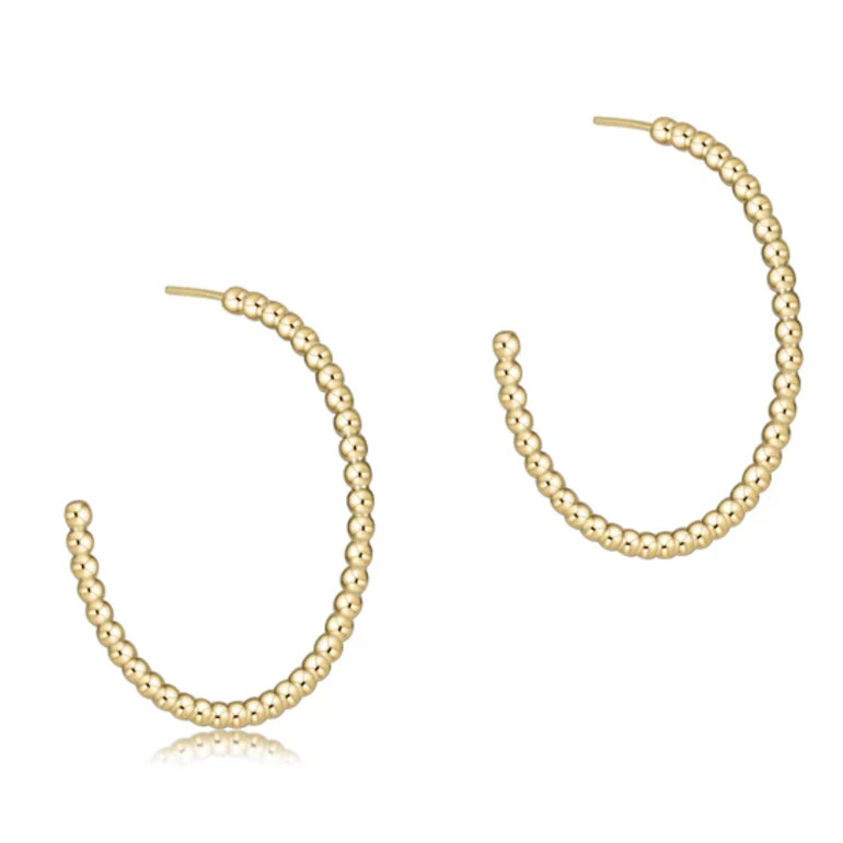 Beaded Classic 1.25" Post Hoop - 2mm Gold | Southern Roots