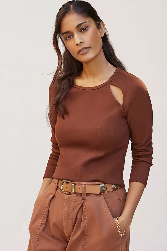 Maeve Ribbed Cut-Out Top | Anthropologie (US)