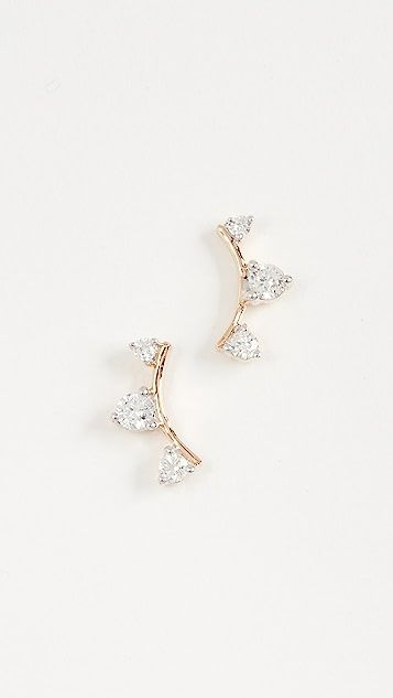 14k Gold Three Diamond Amigos Curve Post Earrings | Shopbop