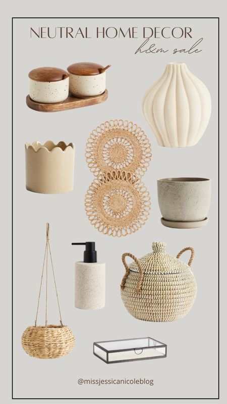 Neutral home decor, stone vases, woven placemats, hanging planter basket, lidded storage basket, salt and pepper canister, kitchen finds, H&M home finds 

#LTKhome #LTKsalealert #LTKfindsunder50