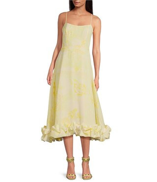 Gianni Bini x Shea Leigh Mills Chandler Sway Floral Sweetheart Neck Midi A-Line Dress | Dillard's | Dillard's