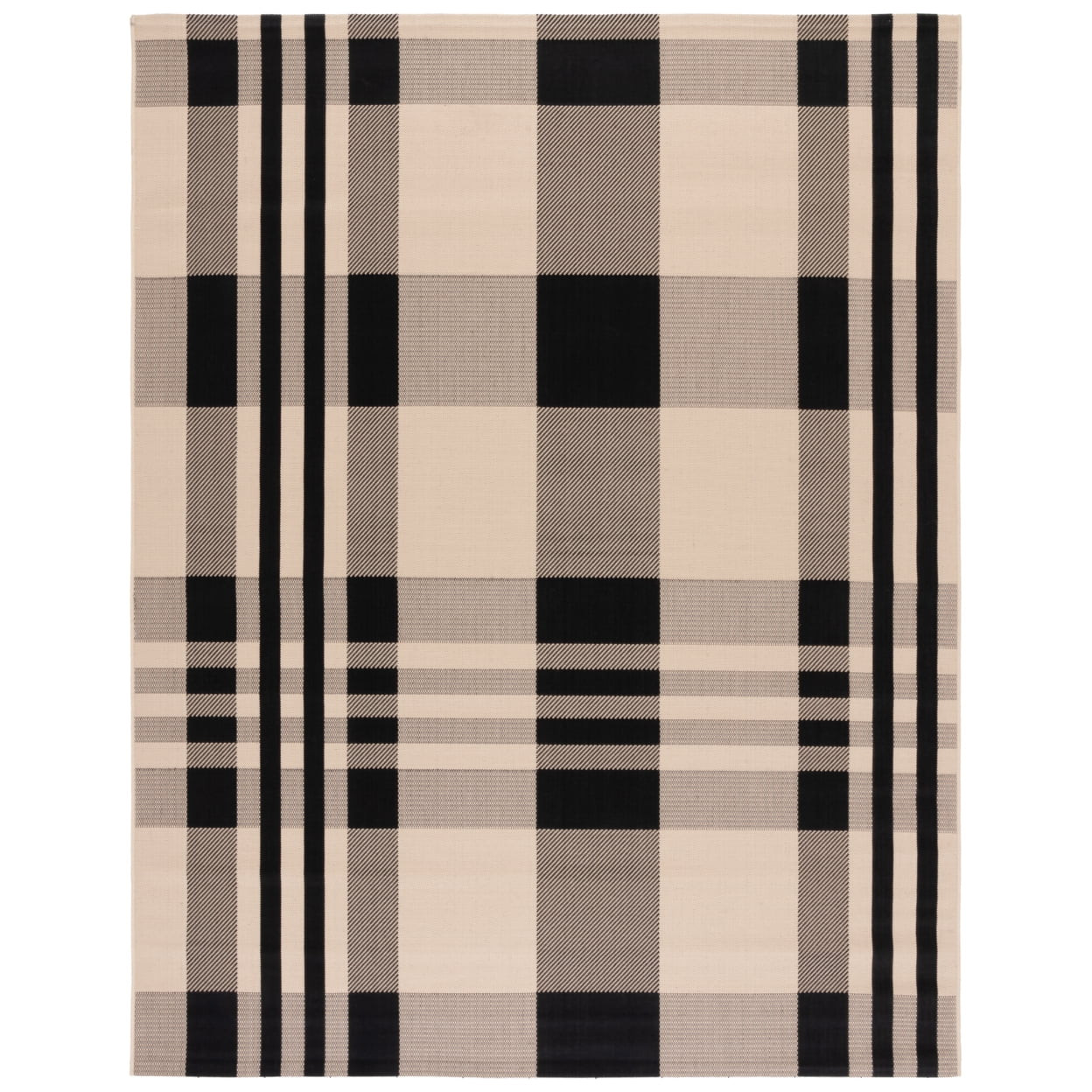 SAFAVIEH Courtyard Benjamin Plaid Indoor/Outdoor Area Rug, Black/Bone, 9' x 12' | Walmart (US)