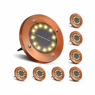 Outdoor In - Ground Solar Disc Lights 8-Pack 12 LED for Pathway Yard Patio Walkway, Bronze | The Home Depot