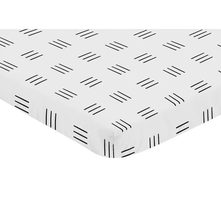 Boho Hatch White and Black Mini Fitted Crib Sheet by Sweet Jojo Designs | Walmart (US)