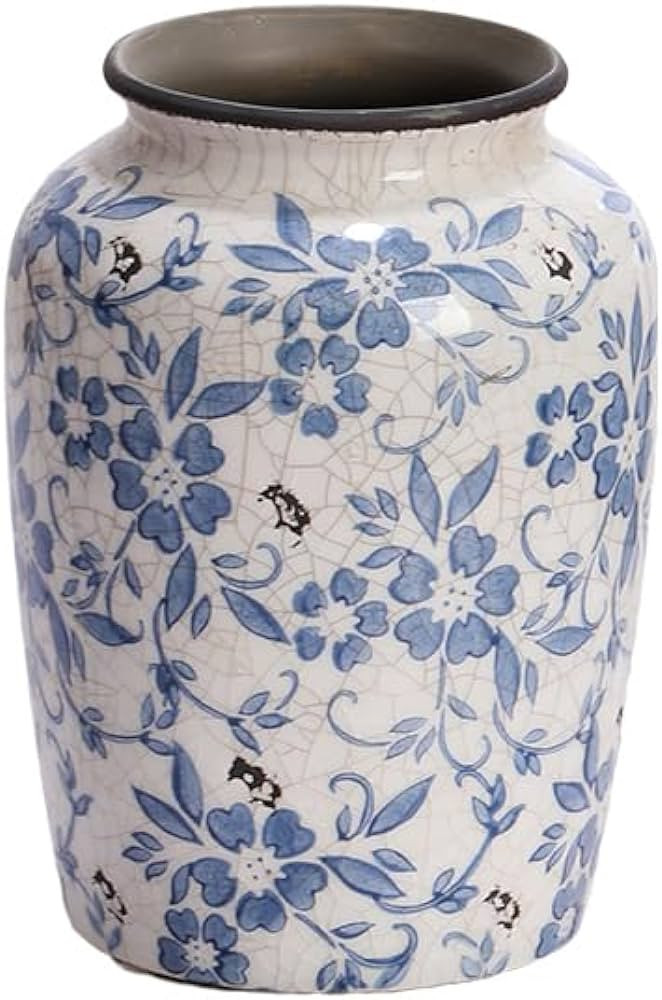 Denique Vintage Blue and White Porcelain Vase Ceramic Vase for Home Decor, Retro Crack Blue Flowe... | Amazon (US)