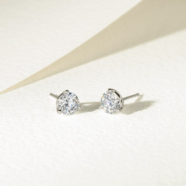 Round Cut Stud Earrings, Tension Back, Martini Set | Diamond Nexus