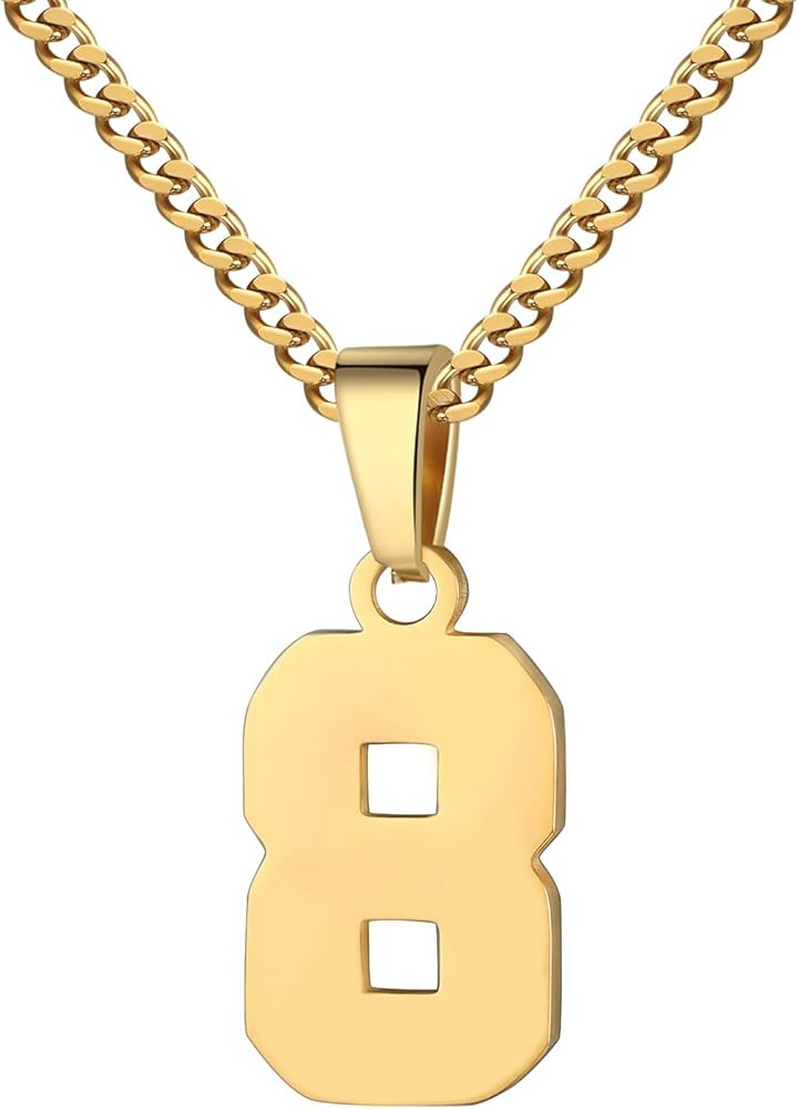 Number Necklace for Boy 0-99 Athletes Jersey Number Necklace Stainless Steel Chain 22+2 inch Pers... | Amazon (US)