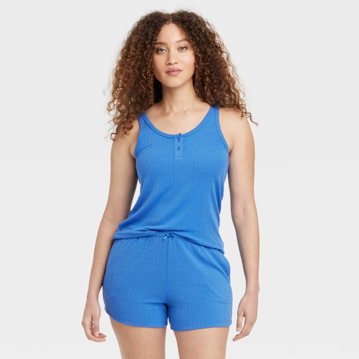 Women's Pointelle Henley Tank Top and Shorts Pajama Set - Auden™ | Target
