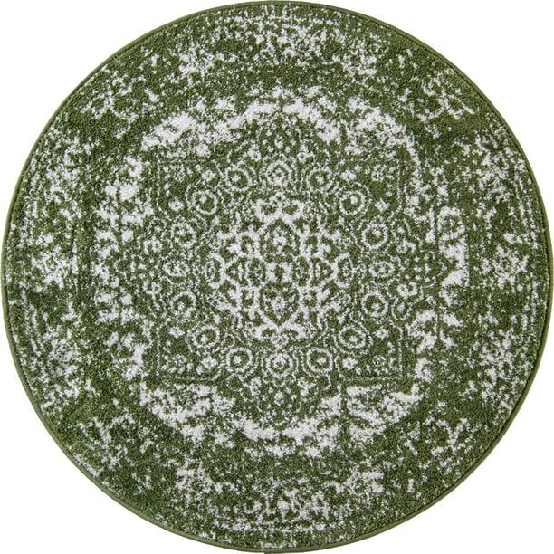 Rugs.com Arlington Collection Rug – 3 Ft Round Green Medium-Pile Rug Perfect For Kitchens, Dini... | Walmart (US)